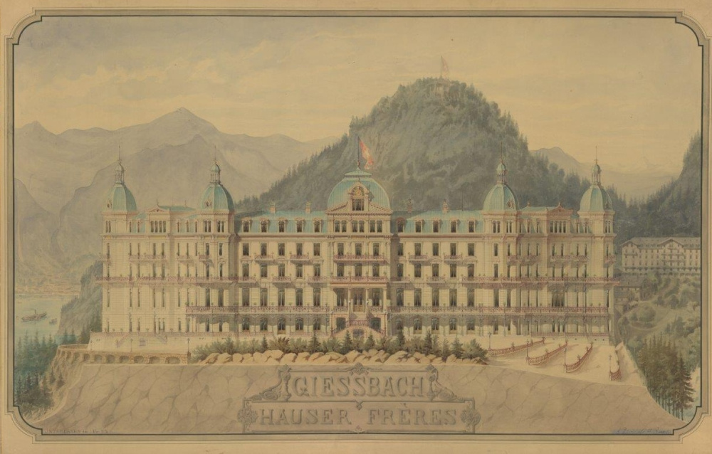 Geschichte Davinet Zeichnung Grandhotel Giessbach 1
